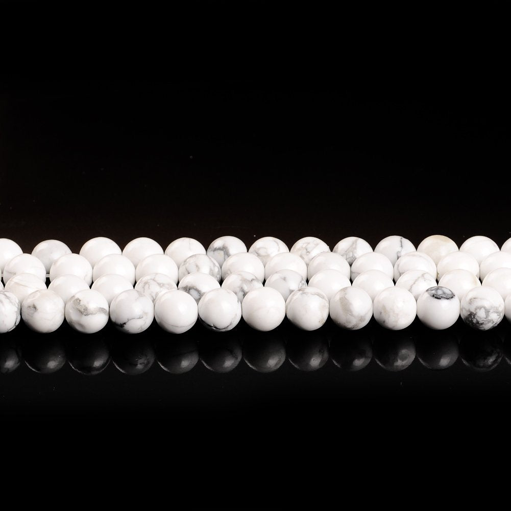 Natural Stone Beads 6mm White Howlite Gemstone Round Loose Beads Crystal Energy Stone Healing Power for Jewelry Making DIY,1 Strand 15"