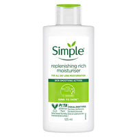 Simple Kind to Skin Replenishing Rich Moisturiser| Face Cream for All Skin Types| Sensitive Skin, 125 ml & Moisturising Facial Wash Facewash, No Soap 150 ml