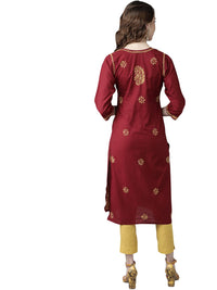 Ada Lucknowi Hand Embroidered Chikankari Straight Cotton Kurti Kurta for Women