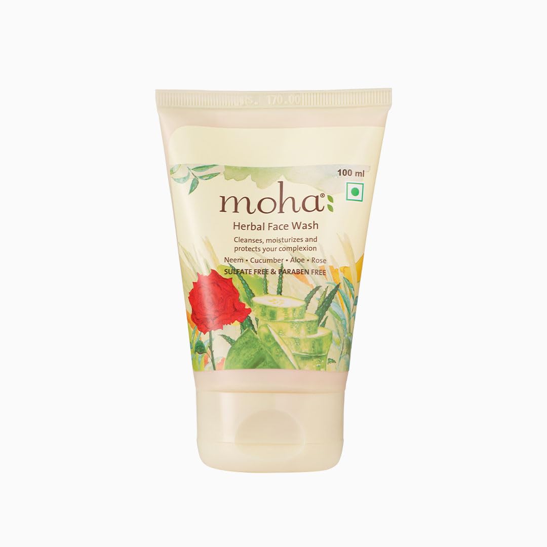 moha: Herbal Face Wash With Goodness Of Neem, Aloevera, Cucumber, Rose & Yashtimadhu for Healthy, Soft & Glowing for all age groups -100 ml (Pack of 1)