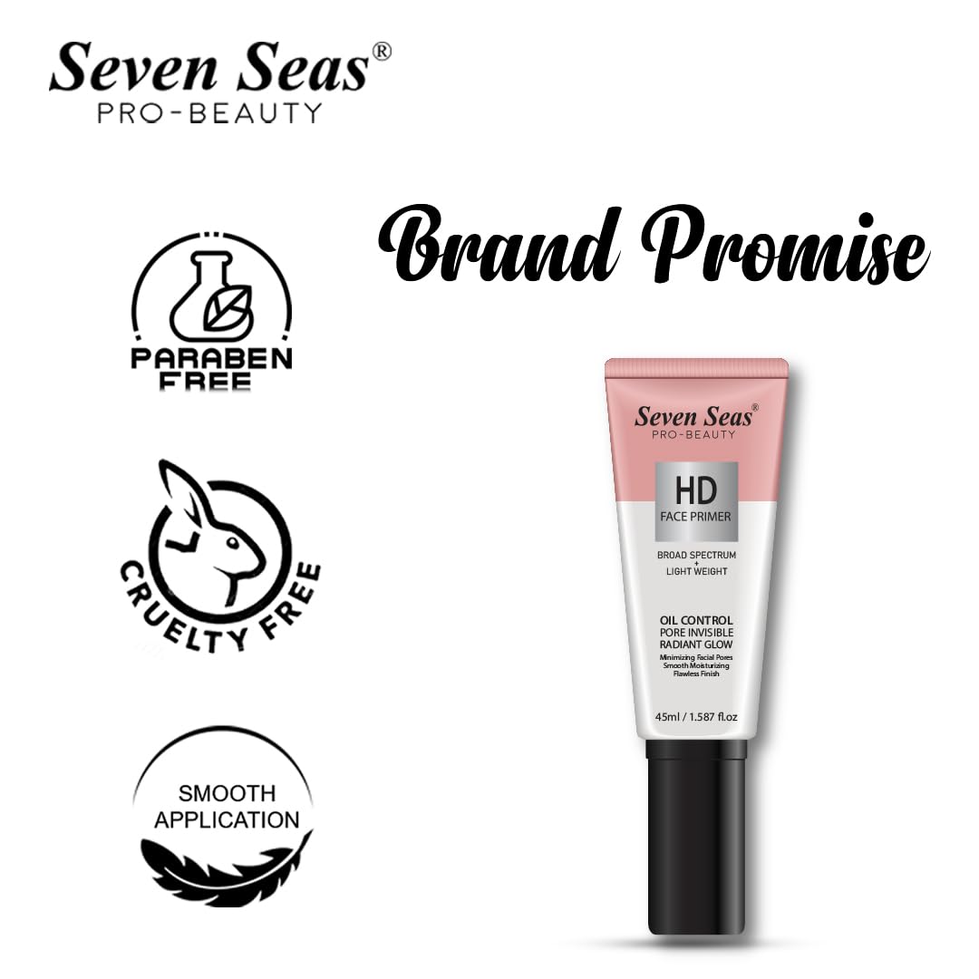 Seven Seas Hd Face Primer Oil Control Pore Invisible Radiant Glow |Smooth Moisturizing Flawless Finish | Long Lasting | light weight formula HD Face Primer