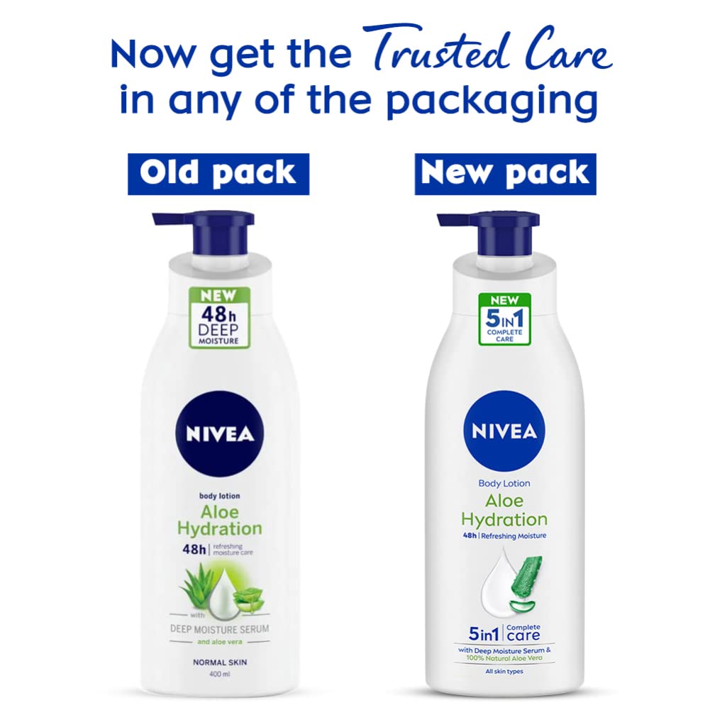 NIVEA Body Lotion, Aloe Hydration, with Aloe Vera for Instant Hydration in Summer, 600 ml & NIVEA Body Lotion, Aloe Hydration, with Aloe Vera for Instant Hydration in Summer, 400 ml