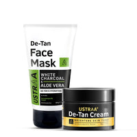 Ustraa De-Tan Face Mask - Dry Skin - 125 gm - Wash-off mask | with White Charcoal | Helps Remove Tan & Pollutants & De-Tan Cream For Men-50g | for Effective Tan Removal and Even Skin tone | No Bleach