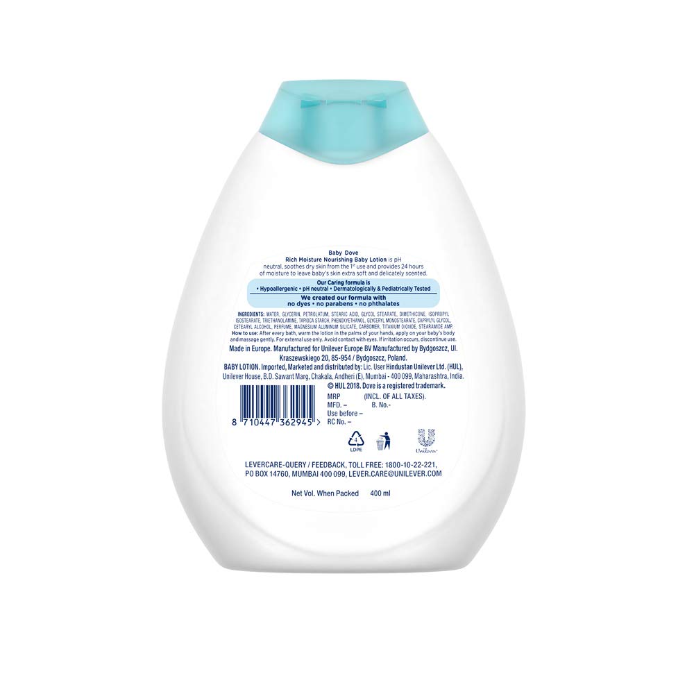 Baby Dove Rich Moisture Nourishing Baby Lotion, 400ml & Rich Moisture Nourishing Baby Lotion (200ml) Combo