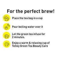 Tetley Green Tea Beauty Care, With Added Biotin, Supports Hair and Skin, 0 Calories, Natural Ginger, Mint and Lemon Flavors, 25 Sachets (1.7 g each)