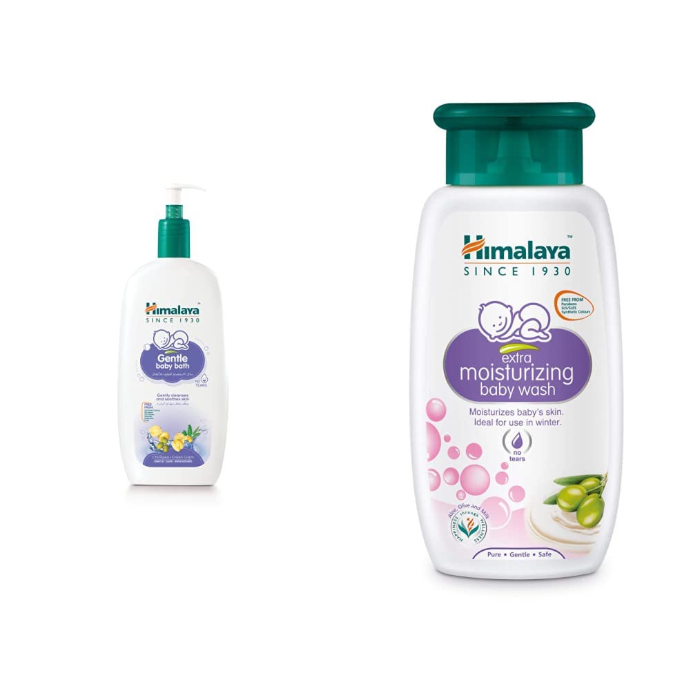 Himalaya Gentle Baby Wash (400ml) & Himalaya Baby Care Extra Moisturizing Baby Wash, 200ml