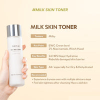 TIRTIR Milk Skin Toner Light | Instant Hydration with 4% Niacinamide | Pore-Tightening | Vegan Toner for Acne-Prone, Sensitive & Oily Skin, Fungal Acne Safe, Panthenol, Allantoin, Vitamin B, (150 ml)