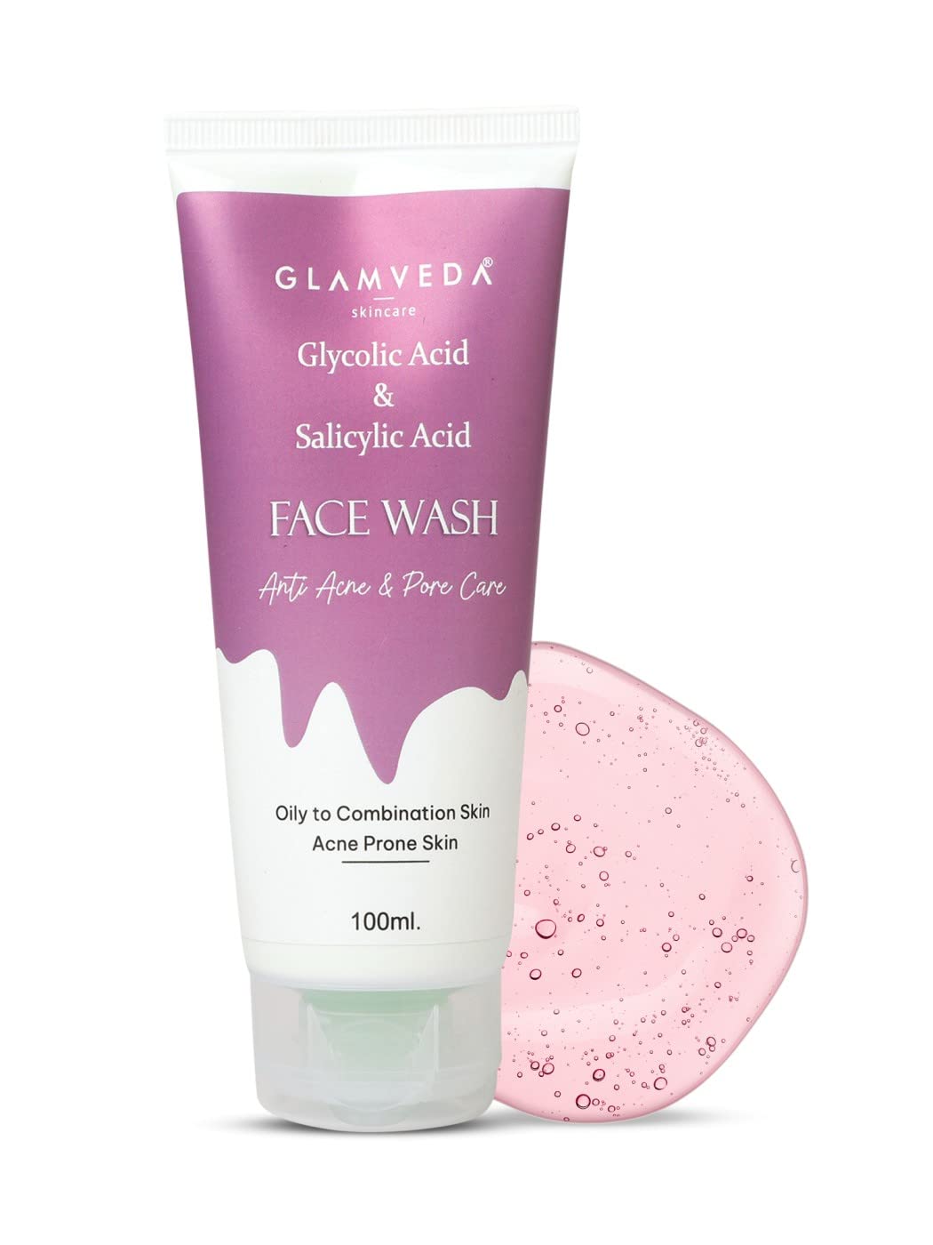 Glamveda Glycolic Acid & 0.05% & Salicylic Acid Anti Acne face wash | For Oily & Acne Prone Skin | Oil balancing, Deep Cleansing - 100 ml