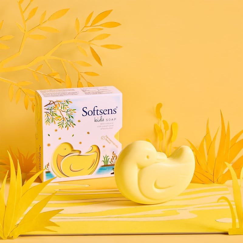 Softsens Kids Lucky Duck Grade 1 Soap| Infused Shea Butter & Milk Cream |Dermatologist Tested| Shape Soap (Pack of 4,75g each)
