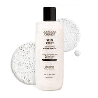 Conscious Chemist® Skin Reset Exfoliating Bodywash | 300ml | 1% Salicylic Acid Shower Gel with Volcanic Sand & Lactic Acid | Exfoliates, Clears Body Acne, Smooths Bumpy Skin | For Keratosis Pilaris & Strawberry Legs | Men & Women, Suitable for All Skin Ty