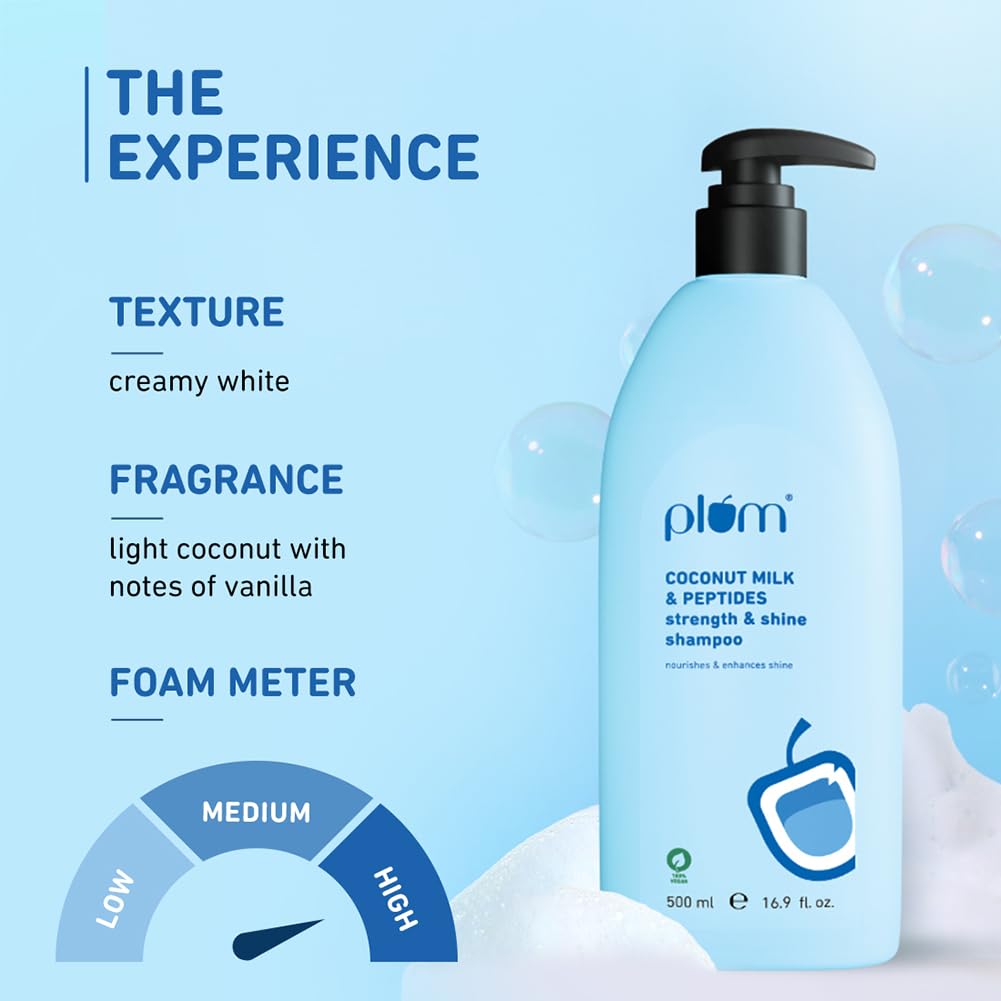 Plum Coconut Shampoo for Dull with Coconut Milk and Peptides for Soft & Silky I 22x Softer I Shampoo for Women and Men | 500 ml (Pack of 2)