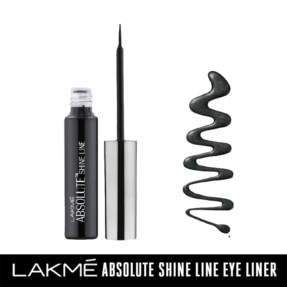 Lakmé Absolute Shine Liquid Eye Liner, Black, Long Lasting Shimmery Liner, 4.5ml & Absolute Blur Perfect Matte Face Primer, Peach, 10g