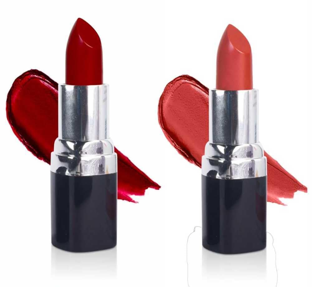 Barva Natural & Moisturising Lipsticks made using Clarified Butter, Kokum butter and Mineral Colours, 4.3g (Pack of 2) (Rose Damask 225 & Glory 415)