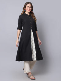 Pistaa's  Women Cotton Printed Cut Regular Kurta Orange M