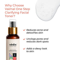 Vedix Customized Ayurvedic Toner | Vaimal One Step Clarifying Facial Toner With Tea Tree And Salicylic Acid | For Acne Prone Skin | For Pore Tightening and Moisturizing |100ml