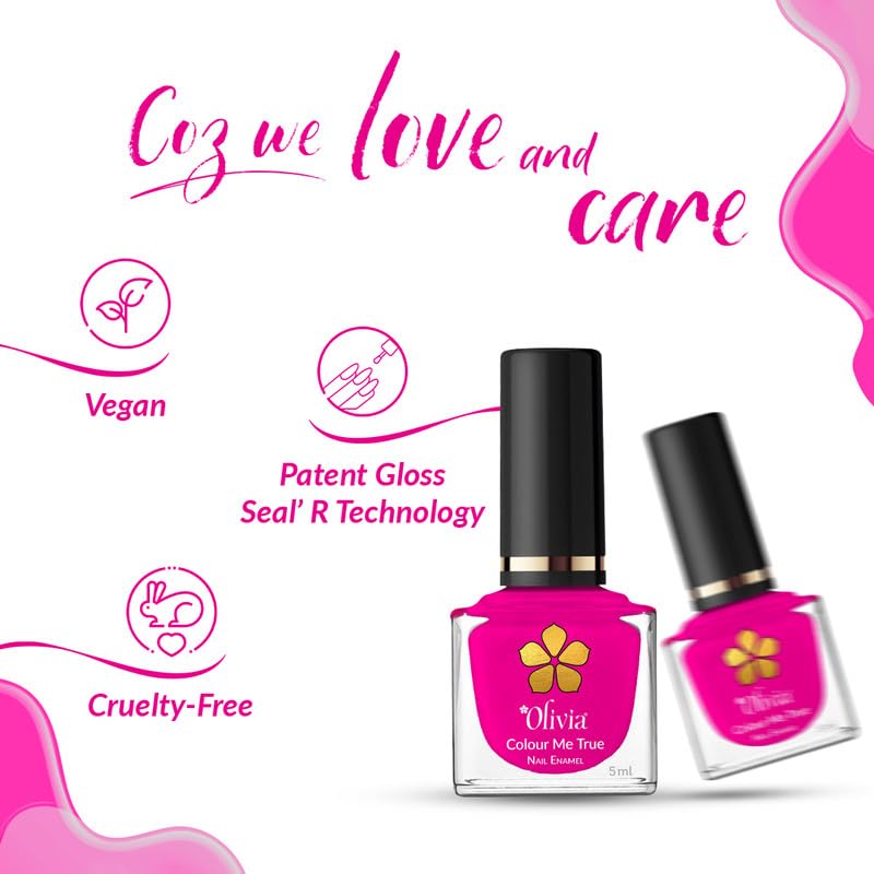 Olivia Nail Paint for Glossy Finish - 5ml (22 Legally Pink)