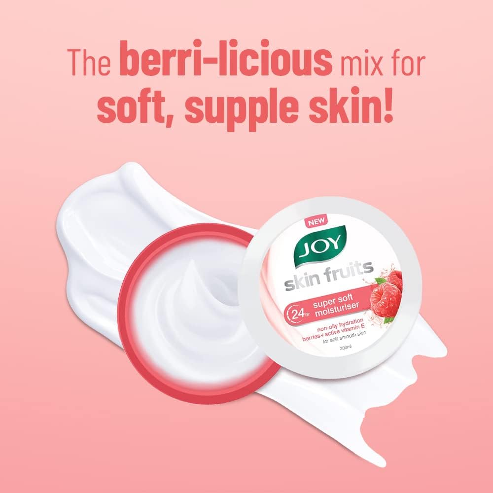 Joy Super Soft Skin Cold Cream for 24 Hr Moisturization - Berries (2 x 200ml) - Lightweight & Oil Free Moisturizer For Instant Hydration | Non Sticky & Non Greasy Cream for Hands, Face & Body