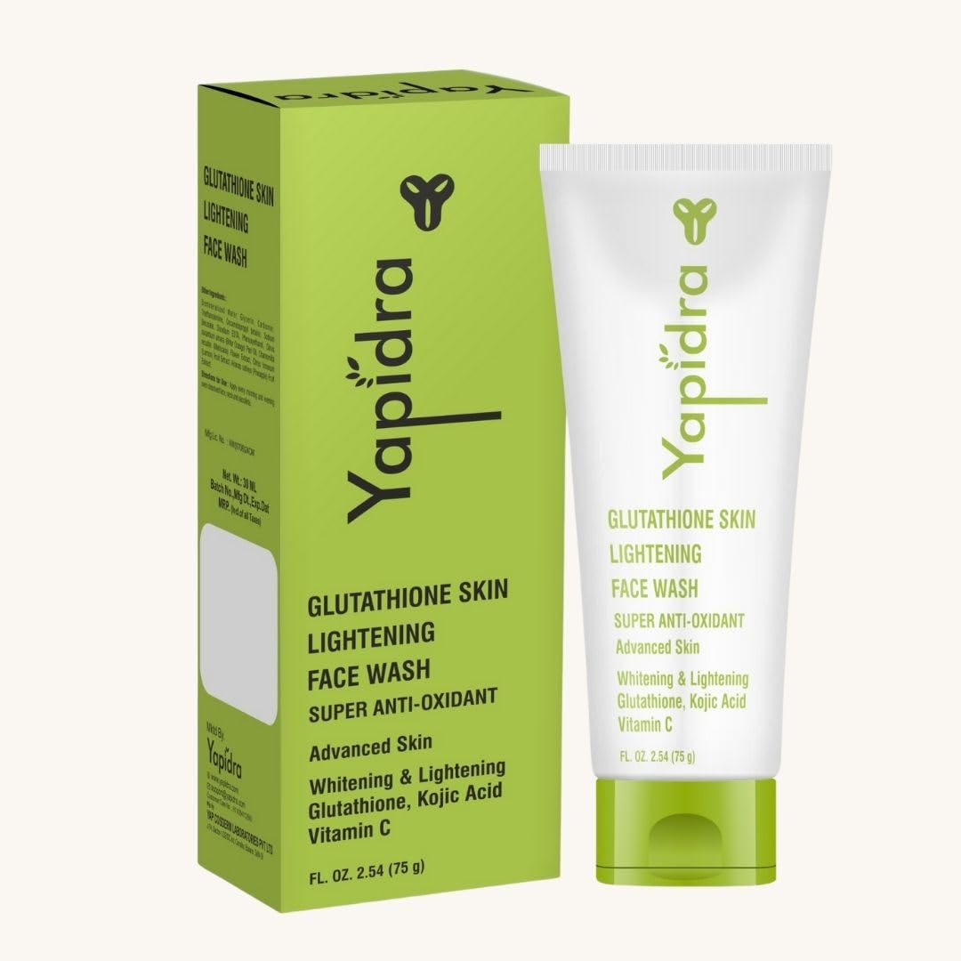 Yapidra Glutathione Brightening Face Wash 75g | Enhances Skin Radiance & Reduces Pigmentation | Infused with Kojic Acid, Vitamin C & Antioxidants | Suitable for All Skin Types