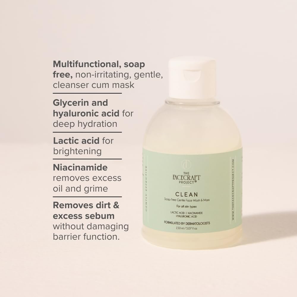 THE FACECRAFT PROJECT Cleanser|Moisture-Rich |Gentle Gel Face Cleanser |Soap-Free |Deep Hydration |Dual-Use Mask |Removes Impurities |Balances Sebum |Soft & Supple Skin |Daily Skincare Routine (150ml)