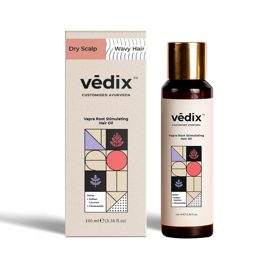 Vedix Vapra Root Stimulating Ayurvedic Hair Oil | Hair Growth Oil With Chamomile + Indian Licorice + Onion Hair Oil - Customized Anti Hair Fall Control Oil - 100ml