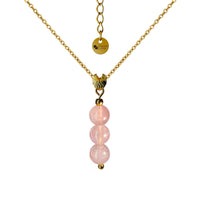 Rose Quartz Crystal Necklace, Gold Necklace for Women, Angel Wing Pendant and Delicate 6MM Ball Beads, Birthstone Gemstone Necklace for Women, February, October Gift of Healing the Mind Necklace Rose Quartz