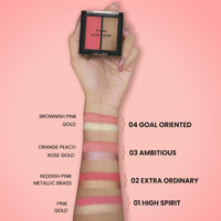 FLiCKA Glow N Blow Blusher And Highlighter Palette For Face Makeup| Long Lasting, Travel Friendly, Highly Pigmented Flawless Look | 04 Goal Oriented