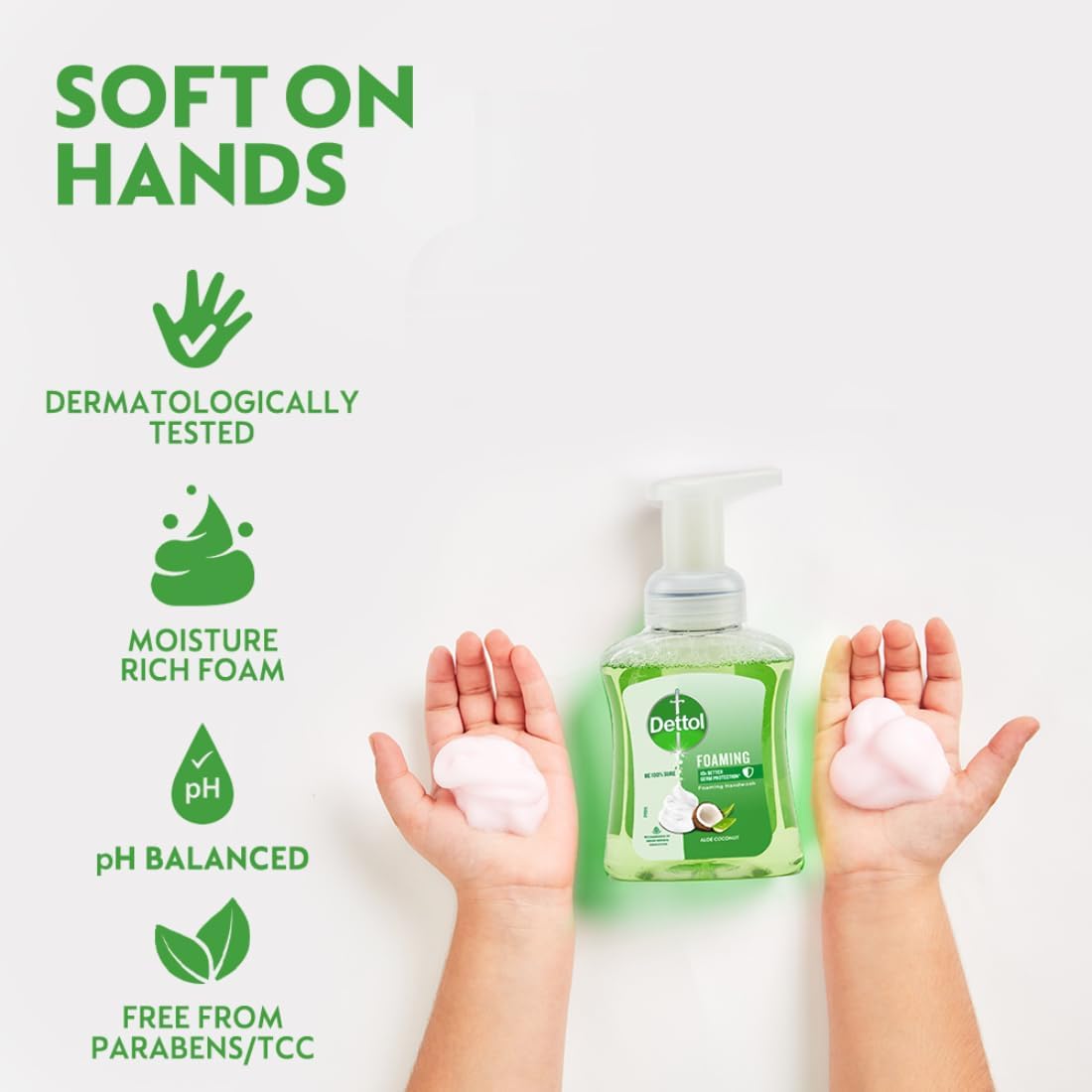 Dettol Foaming Handwash Pump - Aloe Coconut (Pack of 3-250ml each) | Rich Foam | Moisturizing Hand Wash | Soft on Hands