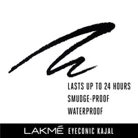 Lakmé Eyeconic Black Kajal, Matte Kohl Liner In A Twist Up Pencil, 0.35 G & Lakmé Insta Eye Liner, Black Semi_Matte Finish, Water Resistant, Long-Lasting, 9 Ml