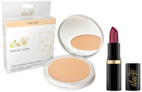 Iba Halal Care Perfect Look Long Wear Mattifying Compact, Fair Pearl, 9 Gm & Iba Halal Care Pure Lips Moisturizing Lipstick Shade, A40 Berry Blast, 4g