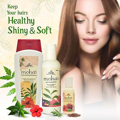 moha: Anti-Dandruff Hair Care Kit Which Includes Herbal Anti-Dandruff Shampoo (100 Ml) + Anti-Dandruff Hair Oil (200 Ml) + Herbal Hair Serum (100 Ml) For Healthy Hair | Unisex Product