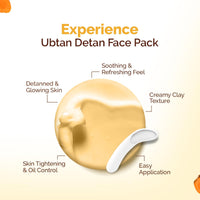 Mamaearth Ubtan Detan Face Pack with Turmeric & Saffron for Normal to Oily Skin 200 g | Natural, DIY-like Texture | Instantly Reduces Tan, Adds Glow | Clay Face Mask | Free From Harmful Chemicals