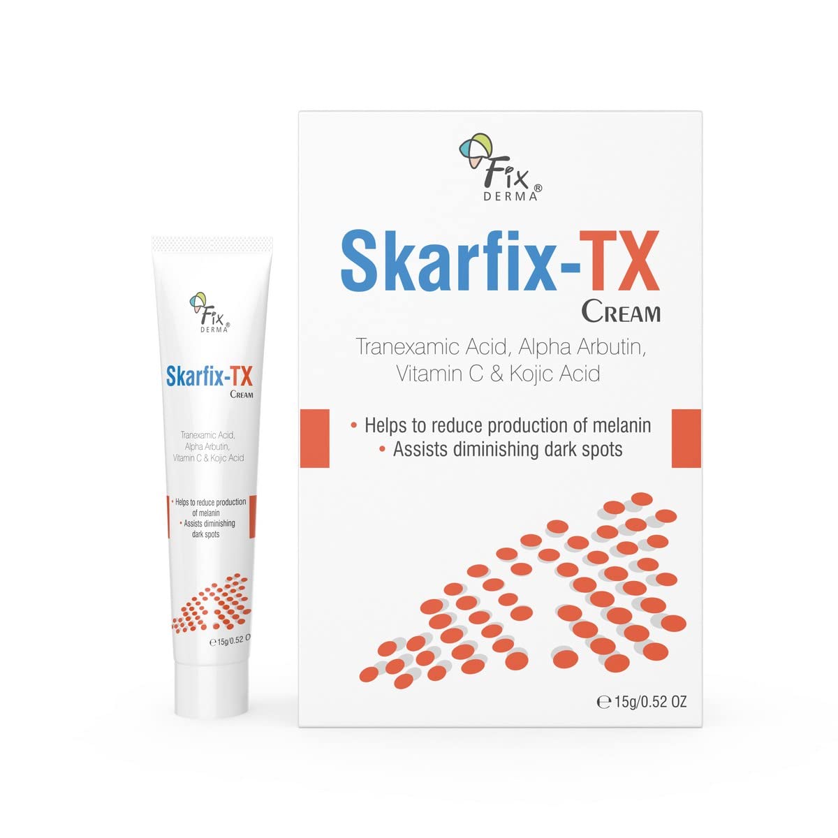 Fixderma Tranexamic Acid + 2% Kojic Acid + 1% Arbutin SKARFIX -TX Face Cream | Pigmentation Removal Cream | Kojic Acid Cream | Uneven Skin Tone - 15 gm (Pack of 1)