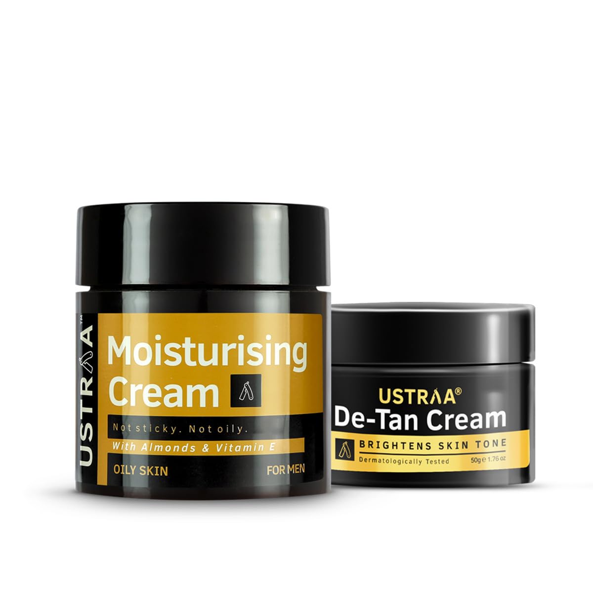Ustraa Moisturising Cream - Oily Skin - 100g | Moisturization & Hydration | Quick Absorption | with Shea Butter & De Tan Cream For Men-50g | for Effective Tan Removal and Even Skin tone | No Bleach
