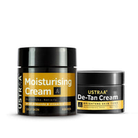 Ustraa Moisturising Cream - Oily Skin - 100g | Moisturization & Hydration | Quick Absorption | with Shea Butter & De Tan Cream For Men-50g | for Effective Tan Removal and Even Skin tone | No Bleach
