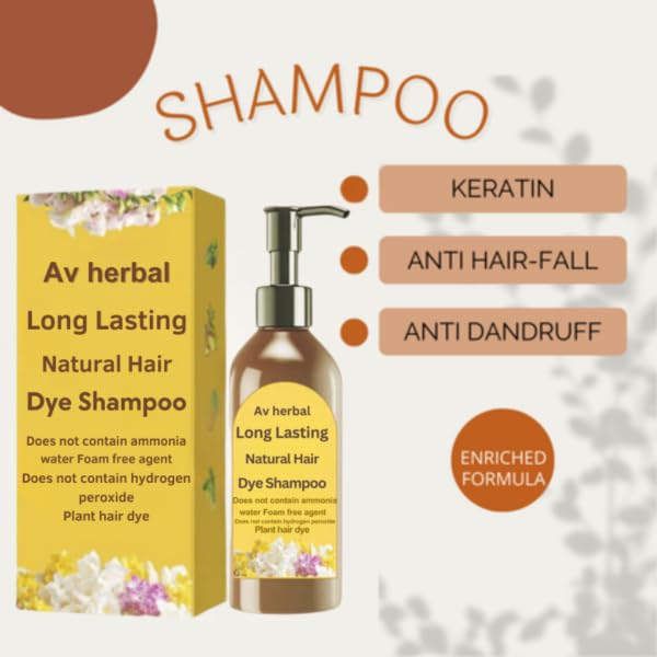 AV Herbal International Hair Dye Shampoo | Natural Black Hair Color | 3-in-1 Color, Cleanse & Nourish | 300ml (1)