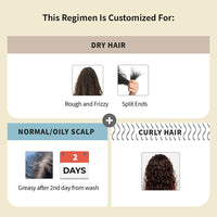 Vedix Customized Hair Fall Control Regimen - Normal-Oily Scalp & Curly Hair - 3 Product Kit - Anti Hair Fall Oil Hibiscus + Eclipta - Shampoo For Dry Hair, 540 Grams