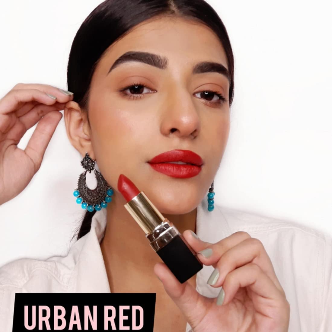 Iba Long Stay Matte Lipstick for Women- M21 Urban Red, 4g | Creamy Matte Finish & Smooth Texture| Long-Lasting | Hydrated Lips | Enriched with Vitamin E| Intense Colour & Highly Pigmented | Lip Makeup