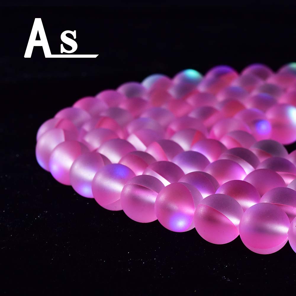 Asingeloo 38PCS 10mm Natural Pinkish Mystic Aura Quartz Gemstone Frosted Matte Titanium Round Loose Spacer Beads 15 inch Full Strand Crystal Healing Power Quartz Pink Mystic Aura
