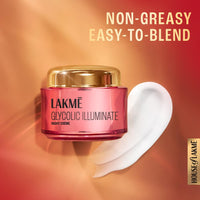 Lakmé Glycolic Illuminate Night Cream With Glycolic Acid & 1% Niacinamide For Skin Cell Regeneration, 15G