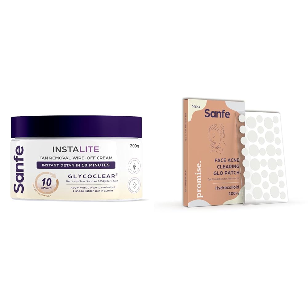 Sanfe Detan Cream Instalite Detan Wipe Off 200 gm Promise Face Acne Pimple Patch