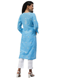Ada Hand Embroidered Lucknowi Chikankari Ethnic Wear Cotton Kurta Kurti Tunic for Women