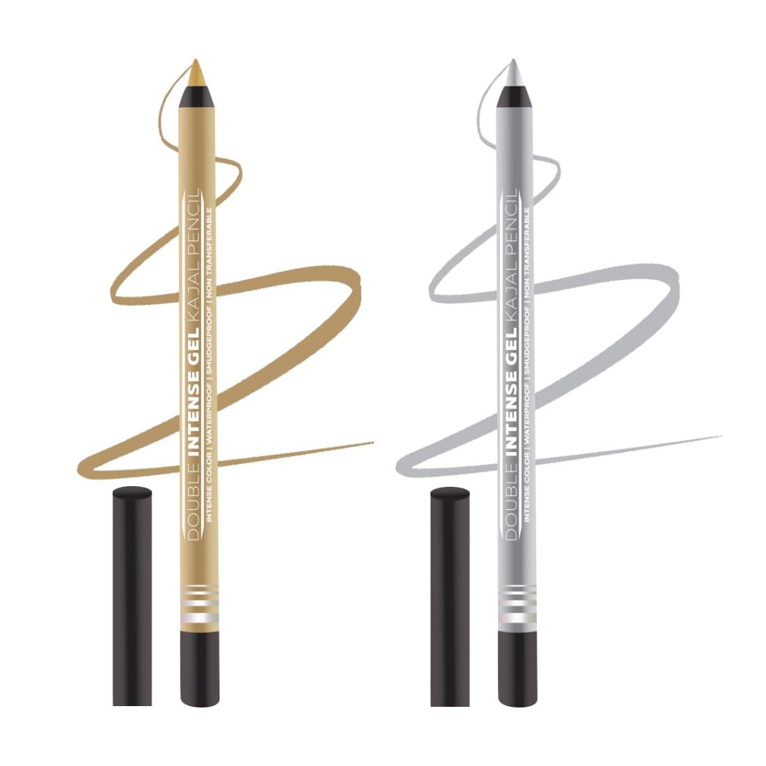 Seven Seas Double Intense Non Transfer Gel Kajal 24hr Stay Water Proof, Smudge Proof Longlasting Formula (Gold, Silver_Combo2) (1.5g each)