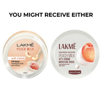 Lakmé Peach Milk Soft Crème Moisturizer For Face 100g || Daily Lightweight Whipped Cream With Vitamin E For Soft|| Glowing Skin - Non Oily 24h Moisture