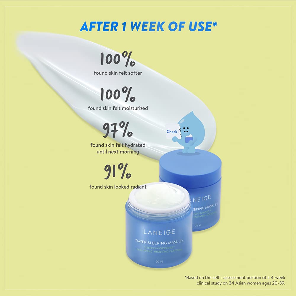 Laneige Water Sleeping Mask for Face | Hydrating Overnight Face Mask for Refreshed and Glowing Skin | Lightweight Gel Texture with Moisture Wrap | Smooth Skin Night Cream | Korean Skincare | 25 ml