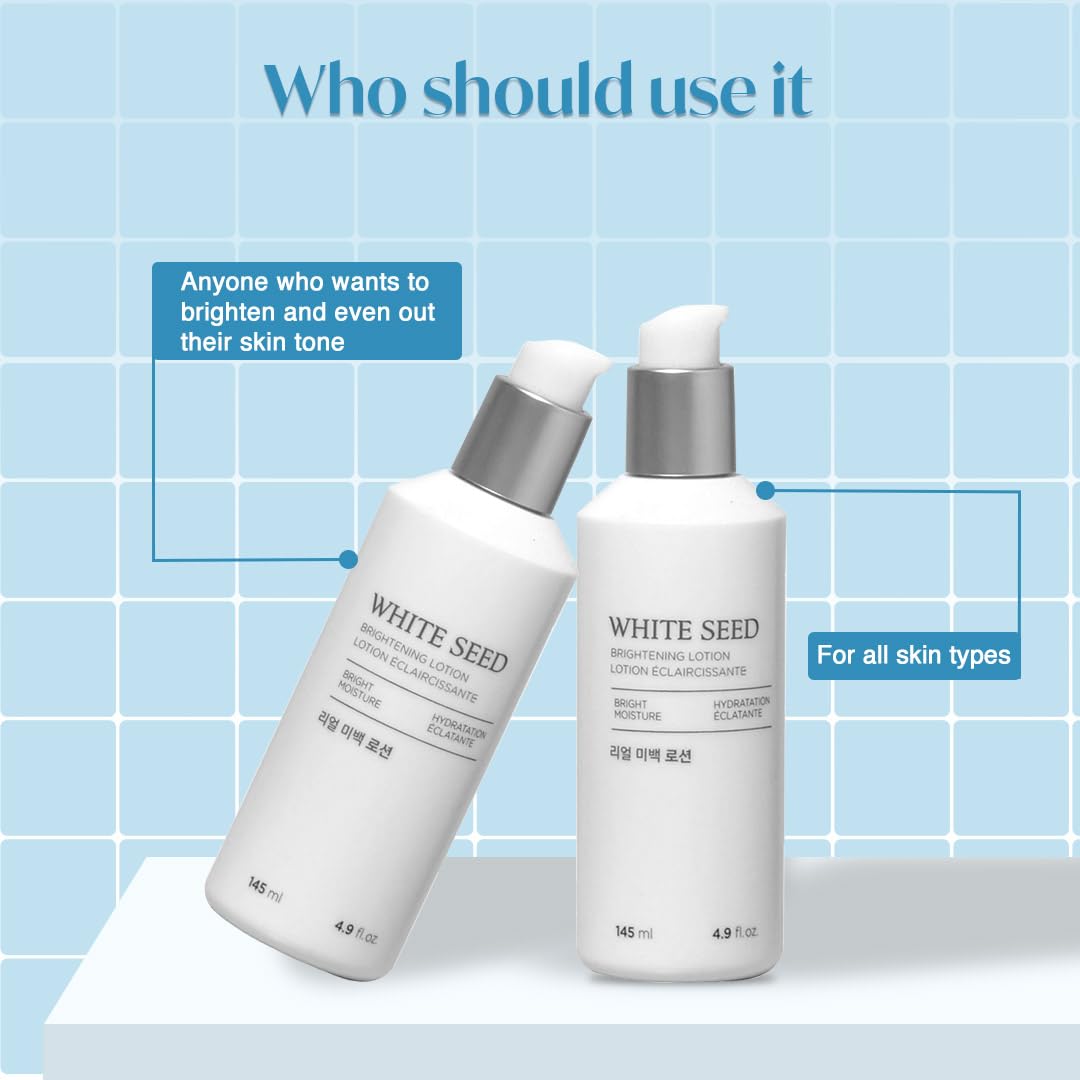 The Face Shop White Seed Brightening Face Lotion with Niacinamide & Vitamin B | For Dark Spots, Dullness & Acne Scars| Suitable for Normal, Oily, Dry, Combination Skin | Sulphate & Paraben Free, 145ml