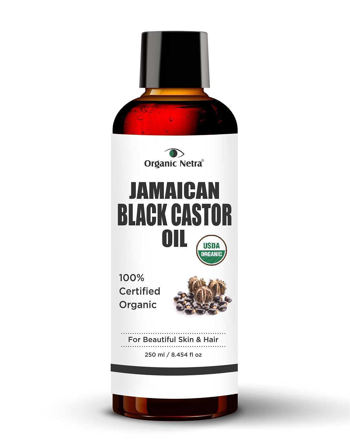 Organic Netra Sindoor/Kumkum Paste -8gm and Organic Netra Cold Pressed Jamaican Black Castor Oil for Hair Growth - 250ml