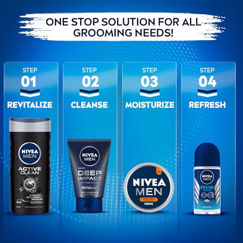 NIVEA MEN Deep Impact Face Wash 100g | With Black Carbon | Intense Clean, For Beard & Face | Removes Oil and Impurities