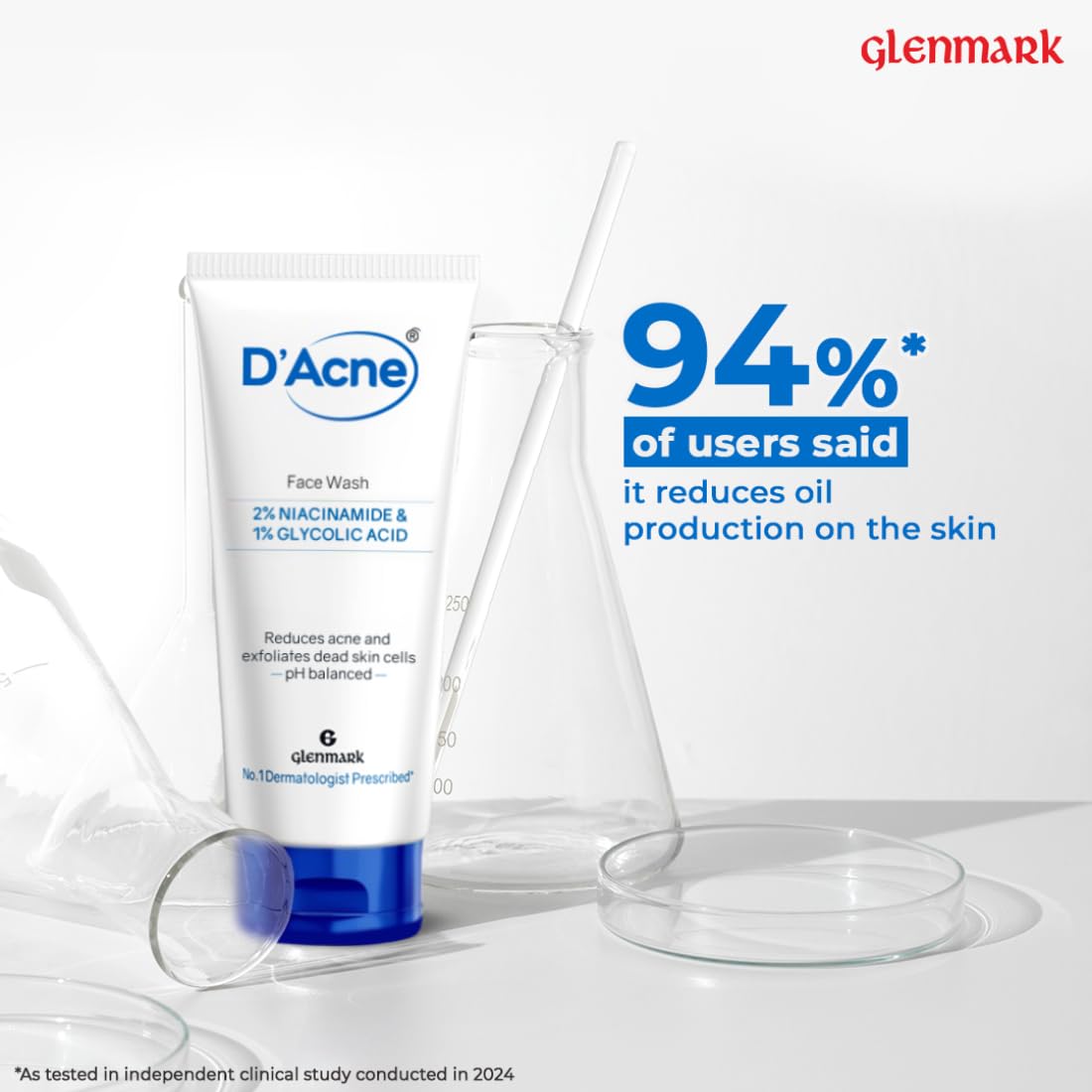 D’Acne Soft Face Wash | Unclogs pores and prevents pimples | Stops recurrence of acne | Contains 1% Glycolic Acid, Niacinamide |Suitable For Oily skin, Acne-prone Skin | Men & women | 100 ml
