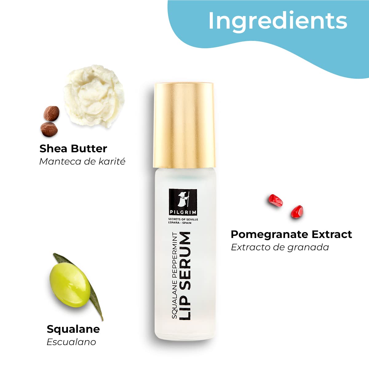 Pilgrim Squalane Lip Serum (Peppermint) with roll-on for Visibly Plump Lips(Pack of 2)| Hydrating Lip serum for dark lips | Lip serum with Shea Butter & Pomegranate for plump & soft lips |Men & Women.