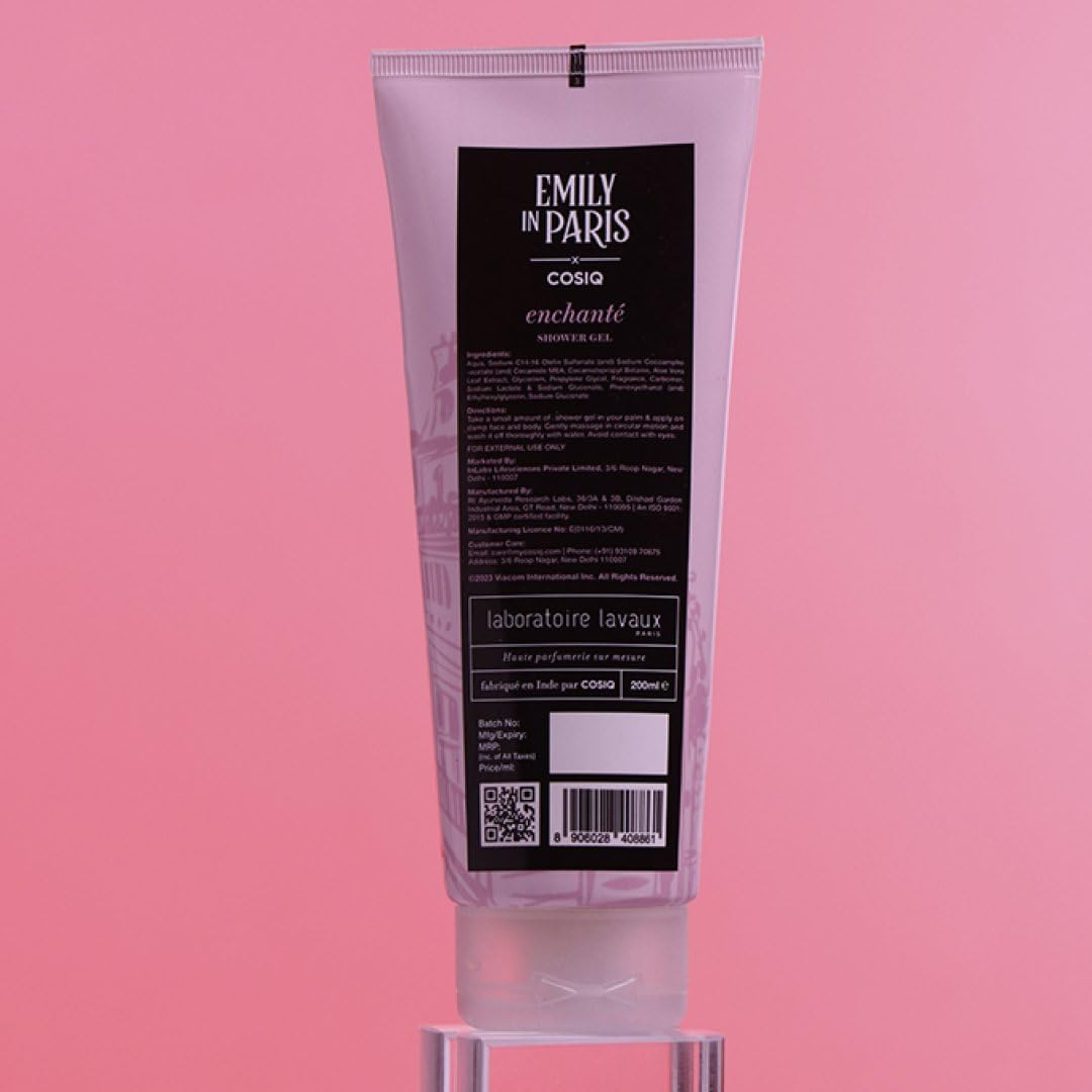 Cos-IQ Emily In Paris Body Wash for Women, 24/7 Shower Fresh with Long Lasting Scent | Emily's Enchante Collection | Glowing Skin, Paraben Free & 100% Soap Free | Floral Woody Musk Scent | 200ml